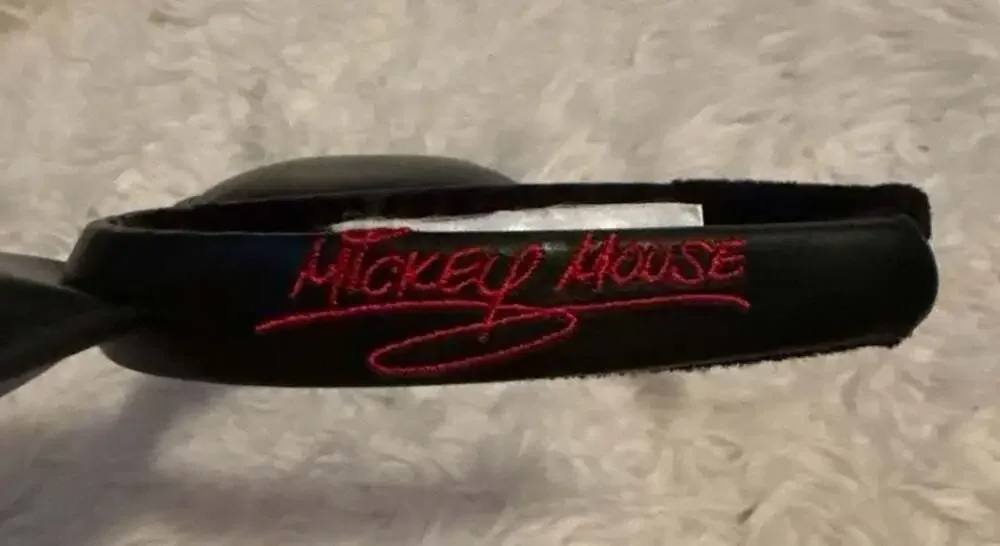 Disney Parks Mickey Mouse Black Faux Leather Signature‎ Ear Headband